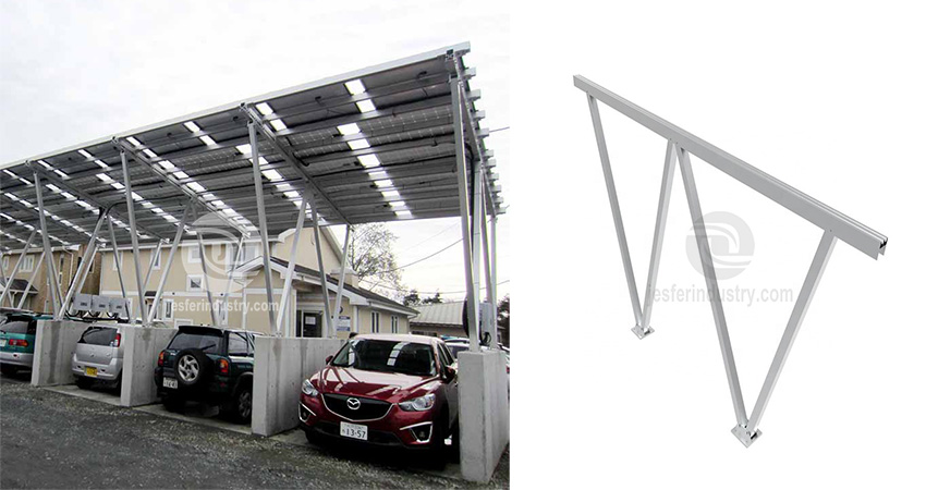 Dibujo de la estructura de montaje del panel solar del garaje