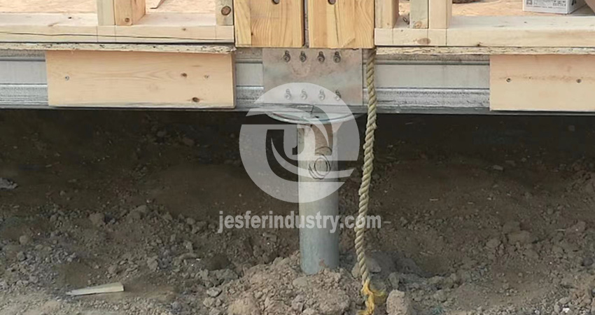 helical screw piles for summer house with base